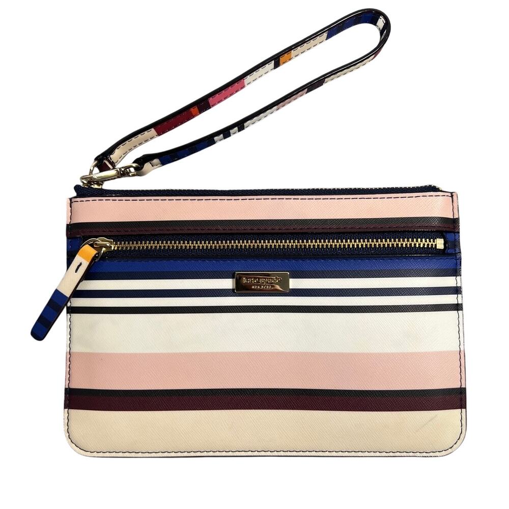 Authentic Kate Spade Stripes Wristlet Wallet, Size: 7 1/2" Lenght x 5" Height